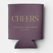 Cheers Elegant Eggplant Gold Typografy Wedding Dosenkühler (Vorderseite)