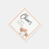 Cheers Elegant Peach Floral Poppies Hochzeit Serviette (Ecke)