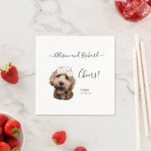 Cheers Elegant Script Cat Dog Photo Wedding Serviette (Beispiel)