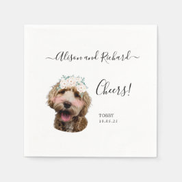 Cheers Elegant Script Cat Dog Photo Wedding Serviette
