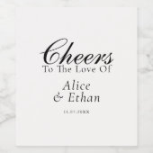 Cheers Elegant Script Wedding White Wine Label Weinetikett (Einzelnes Label)
