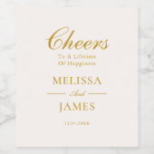 Cheers Elegant Script Wedding White Wine Label Weinetikett (Einzelnes Label)