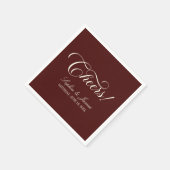 Cheers! Elegant Vintage Ivory Burgundy Wedding Serviette (Ecke)