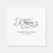 Cheers Elegant Wedding Black & White Calligraphy Serviette (Vorderseite)
