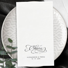 Cheers Elegant Wedding Black & White Calligraphy Serviette