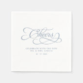 Cheers Elegant Wedding Calligraphy Dusty Blue Serviette (Vorderseite)