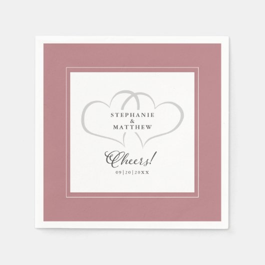 Cheers Elegant Wedding Calligraphy Dusty Rose Pink Serviette (Vorderseite)