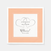 Cheers Elegant Wedding Calligraphy Peach Cocktail Serviette (Vorderseite)