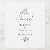 Cheers Elegant Wedding Gefallen Schwarz & Weiß Blä Weinetikett (Einzelnes Label)