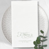 Cheers Elegant Wedding Sage Green Calligraphy Serviette