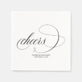 Cheers - Elegante Black Script Wedding Serviette (Vorderseite)