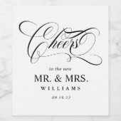 Cheers Elegante Classic Black & White Wedding Weinetikett (Einzelnes Label)