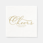 Cheers - Elegante Gold Imitate Foil Script Wedding Serviette (Vorderseite)