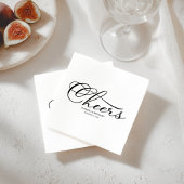 Cheers - elegante Schwarz-Weiß-Script-Hochzeit Serviette