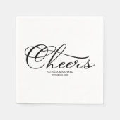 Cheers - elegante Schwarz-Weiß-Script-Hochzeit Serviette (Vorderseite)