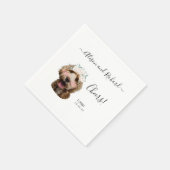 Cheers Elegante Script Cat Dog Foto Hochzeit Serviette (Ecke)