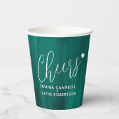 Cheers Emerald Green abstrakt Art Hochzeit Pappbecher (Vorderseite)