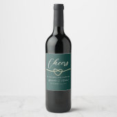 Cheers Emerald Green Wedding Wine Label Weinetikett (Vorderseite)