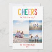 CHEERS farbiges Neujahrsfest - Foto Feiertagskarte (Vorderseite)
