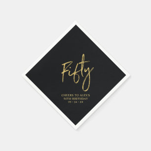 Cheers Fifty Moderne schwarze 50. Geburtstagsfe Serviette