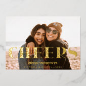 Cheers Filigree Foto Folien Feiertagskarte (Vorderseite)