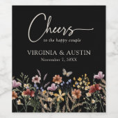 Cheers Floral Wedding Weinetikett (Einzelnes Label)