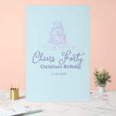 Cheers forty happy birthday cake blue purple name  acrylschild (Hochzeit)