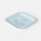 Cheers forty happy birthday cake blue purple name  pappteller (Gewinkelt)