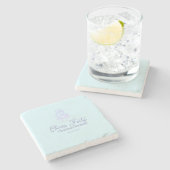 Cheers forty happy birthday cake blue purple name  steinuntersetzer (Seitenansicht)