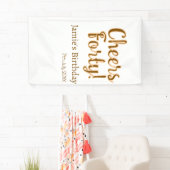 Cheers forty orange brown calligraphy birthday nam banner (Insitu)
