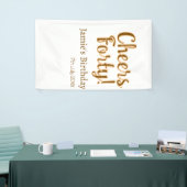 Cheers forty orange brown calligraphy birthday nam banner (Messeveranstaltung)
