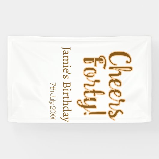 Cheers forty orange brown calligraphy birthday nam banner (Horizontal)