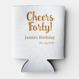Cheers forty orange brown calligraphy birthday nam dosenkühler