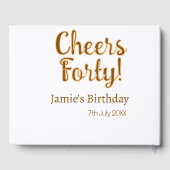 Cheers forty orange brown calligraphy birthday nam gästebuch (Rückseite)