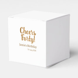 Cheers forty orange brown calligraphy birthday nam geschenkschachtel