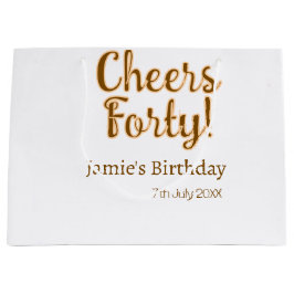 Cheers forty orange brown calligraphy birthday nam große geschenktüte