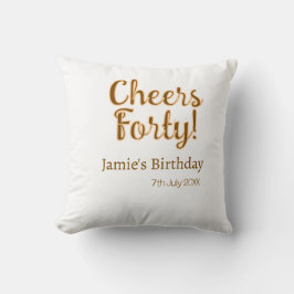 Cheers forty orange brown calligraphy birthday nam kissen