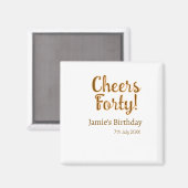 Cheers forty orange brown calligraphy birthday nam magnet (Vorderseite/Rückseite)