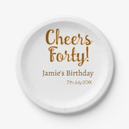 Cheers forty orange brown calligraphy birthday nam pappteller