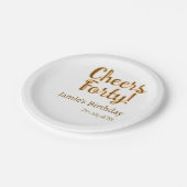 Cheers forty orange brown calligraphy birthday nam pappteller (Schrägansicht)