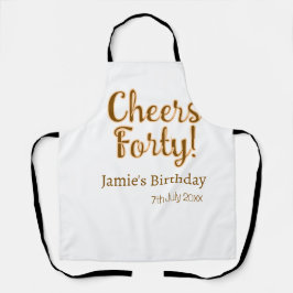 Cheers forty orange brown calligraphy birthday nam schürze