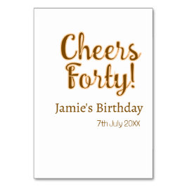 Cheers forty orange brown calligraphy birthday nam tischnummer