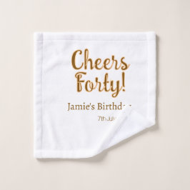 Cheers forty orange brown calligraphy birthday nam waschlappen
