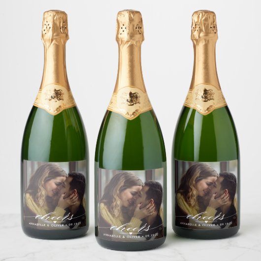 Cheers Foto Wedding Schaumweinetikett (Flaschen)