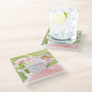Cheers-Fresh Spring Blume bearbeitet Hochzeit Glasuntersetzer