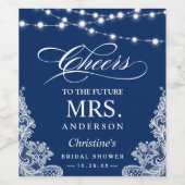 Cheers Future MRS Navy Blue String Lights Lace Weinetikett (Einzelnes Label)