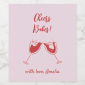 Cheers Galentine's Day Handwriting Weinetikett (Einzelnes Label)