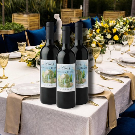 Cheers Gazebo | Blume taucht Hochzeitsluxus Weinetikett