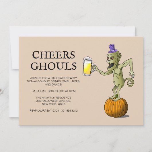 Cheers Ghouls Halloween-Party Einladung (Vorderseite)