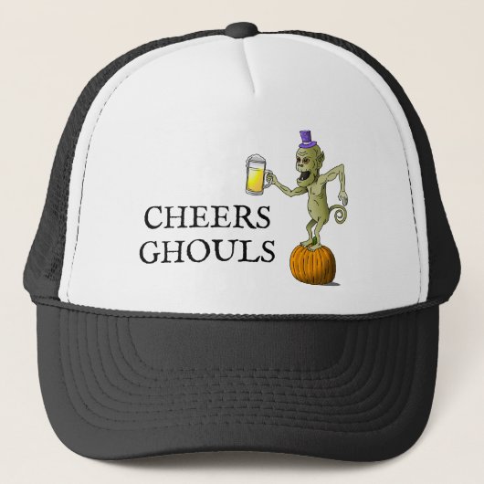 Cheers Ghouls Halloween-Party Truckerkappe (Vorderseite)